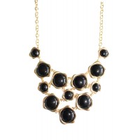 Onyx Polka Bauble Net Bib Necklace